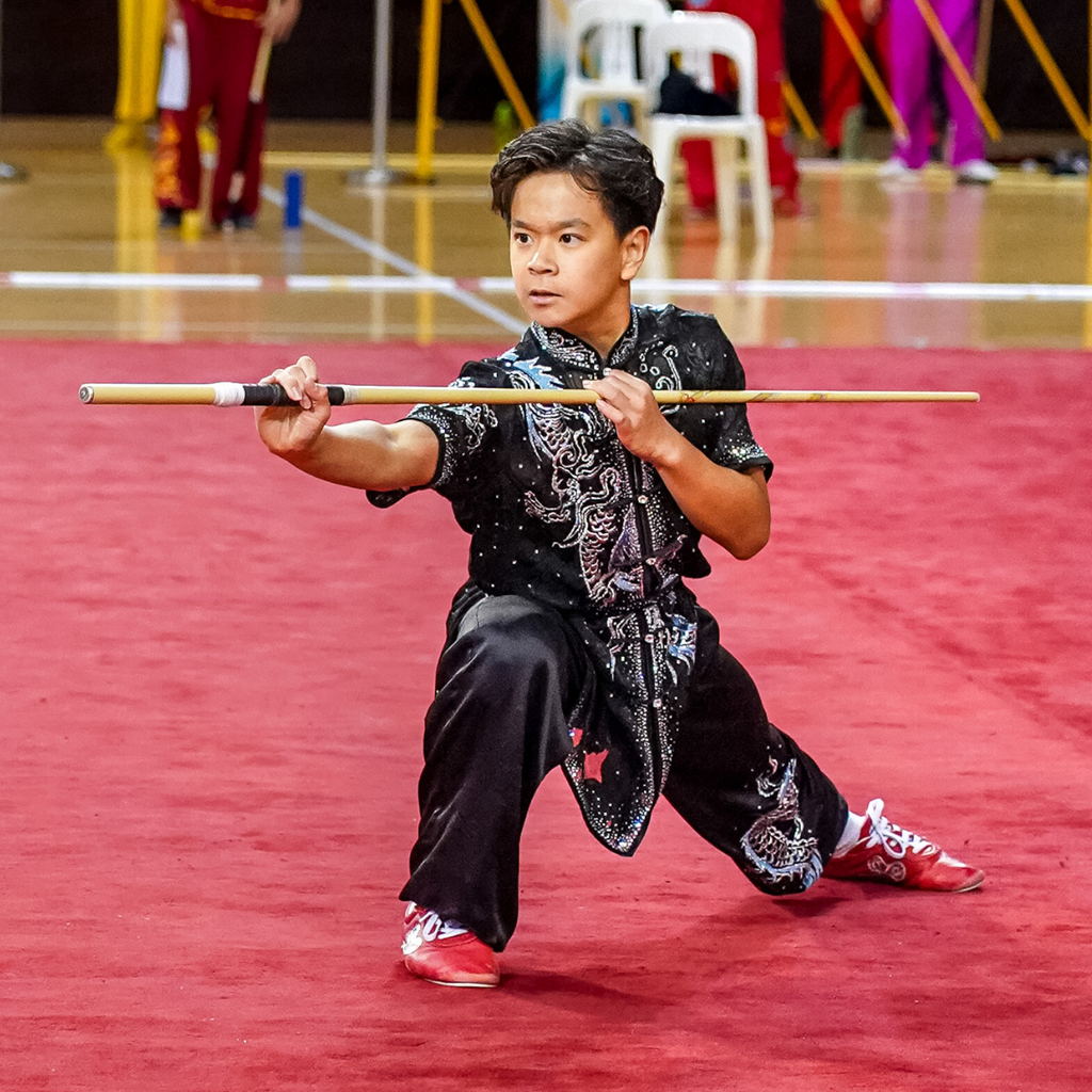 Lucas Teo competing in Wushu