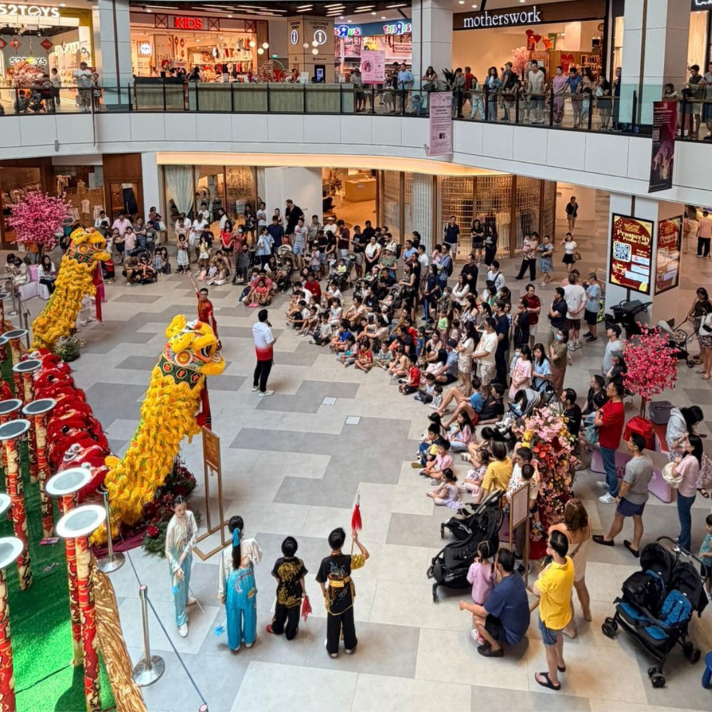 Martial House hosting a Wushu performance and engagement session at Great World as part of Lunar New Year celebration